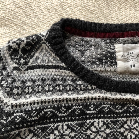 H&M Knitted Grey & White Patterned Sweater - Picture 3 of 10